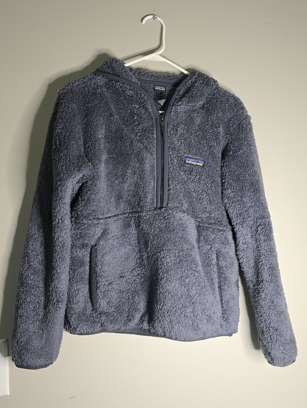 Patagonia Los Gatos Navy Blue Plush Half-Zip Hooded Pullover